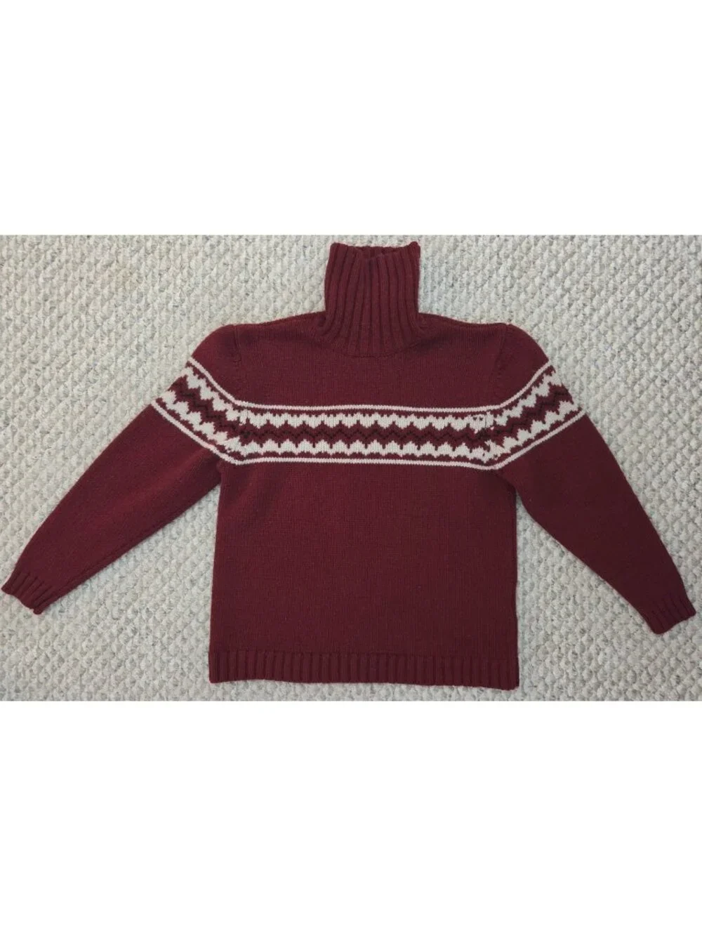 celio Lambs Wool Size Large L Turtleneck Sweater Long Sleeve Roll Neck Burgundy
